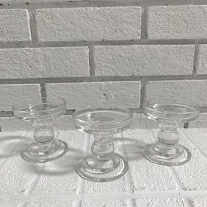 Clear Glass Candle Holders (set of 3)